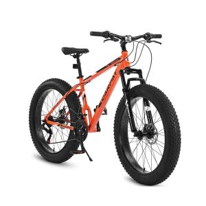 Fat Tire Mountain Bike of Mens and Women, 4 Inch Fat Tires, High Carbon Steel Frame, Disc Brakes, City Commuter Cycling
